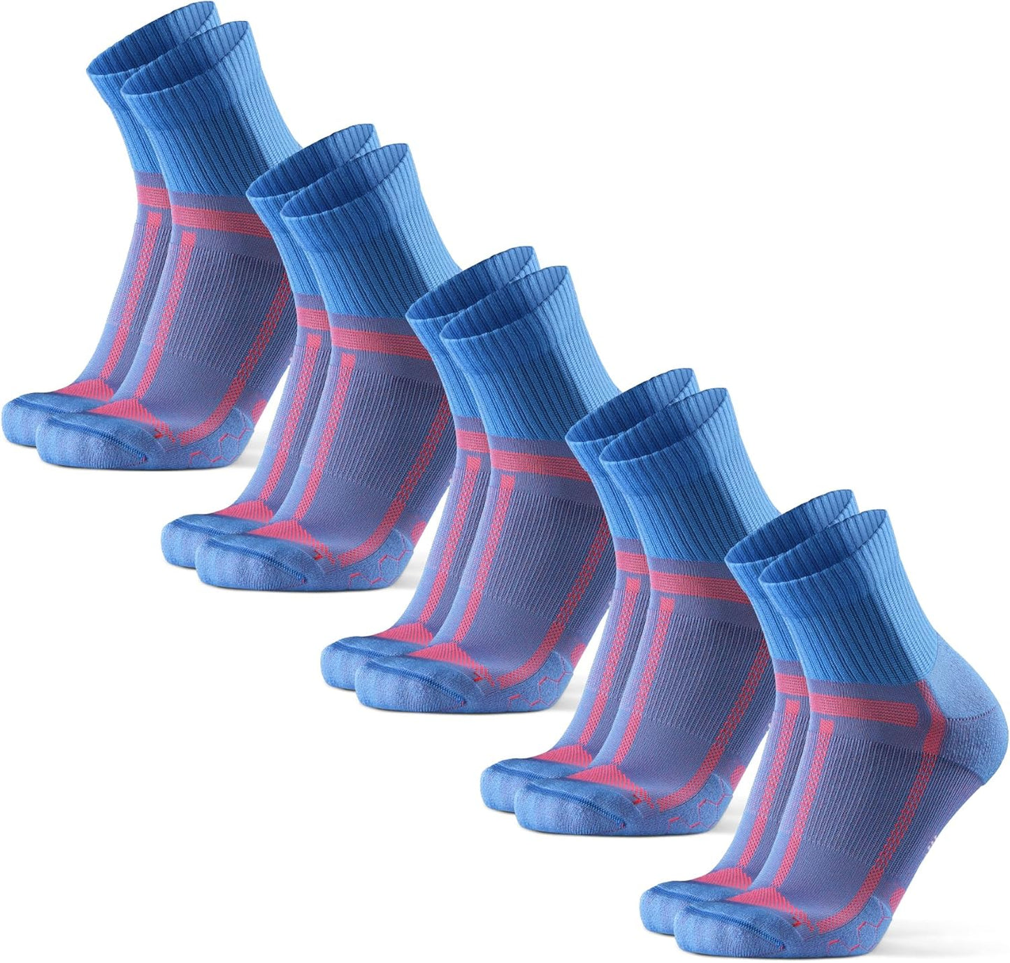 Cushioned Running Socks for Long Distances, Quarter Length, Anti-Blister for Men & Women, 3 and 5 Pack