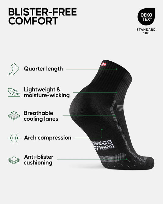 Cushioned Running Socks for Long Distances, Quarter Length, Anti-Blister for Men & Women, 3 and 5 Pack