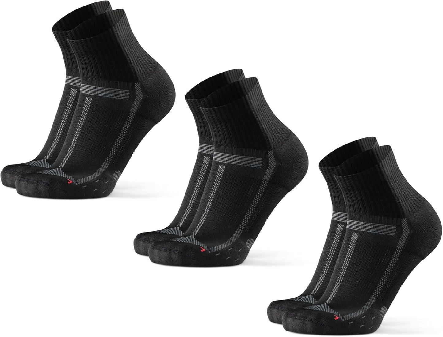 Cushioned Running Socks for Long Distances, Quarter Length, Anti-Blister for Men & Women, 3 and 5 Pack