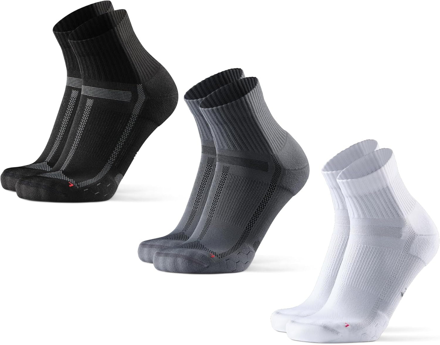 Cushioned Running Socks for Long Distances, Quarter Length, Anti-Blister for Men & Women, 3 and 5 Pack