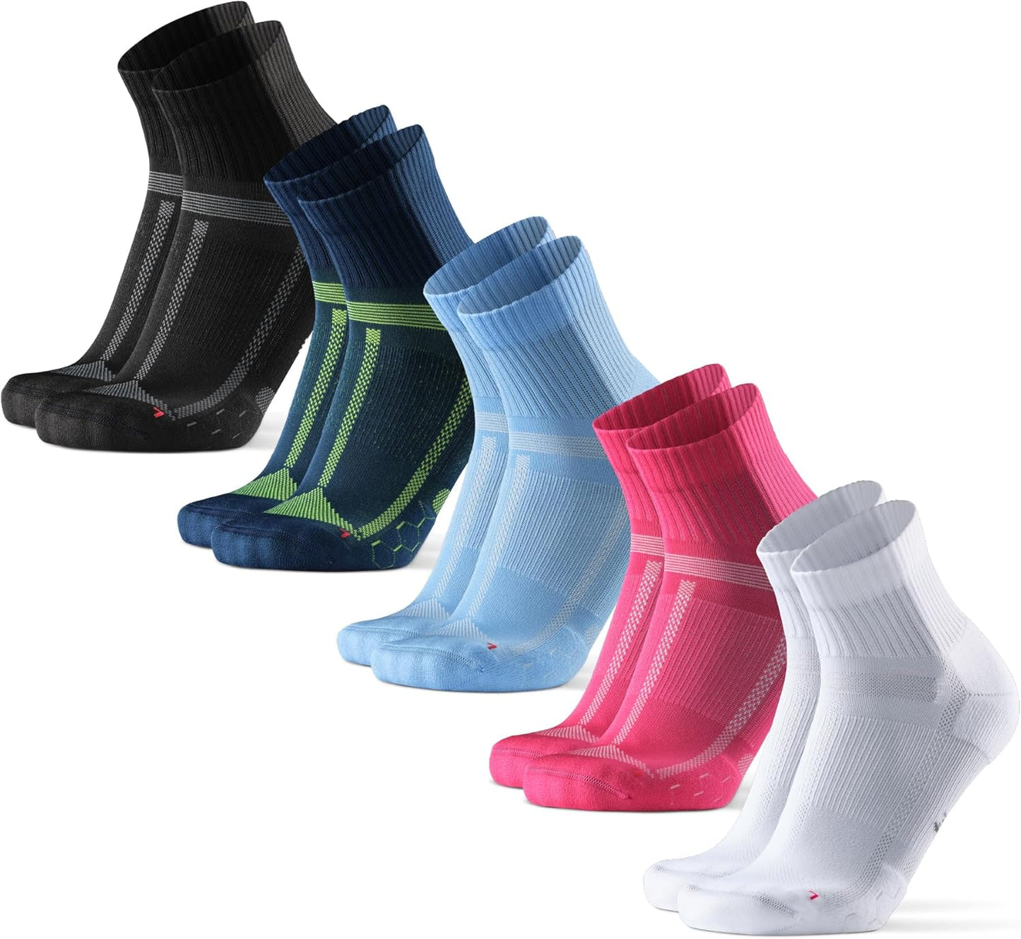 Cushioned Running Socks for Long Distances, Quarter Length, Anti-Blister for Men & Women, 3 and 5 Pack