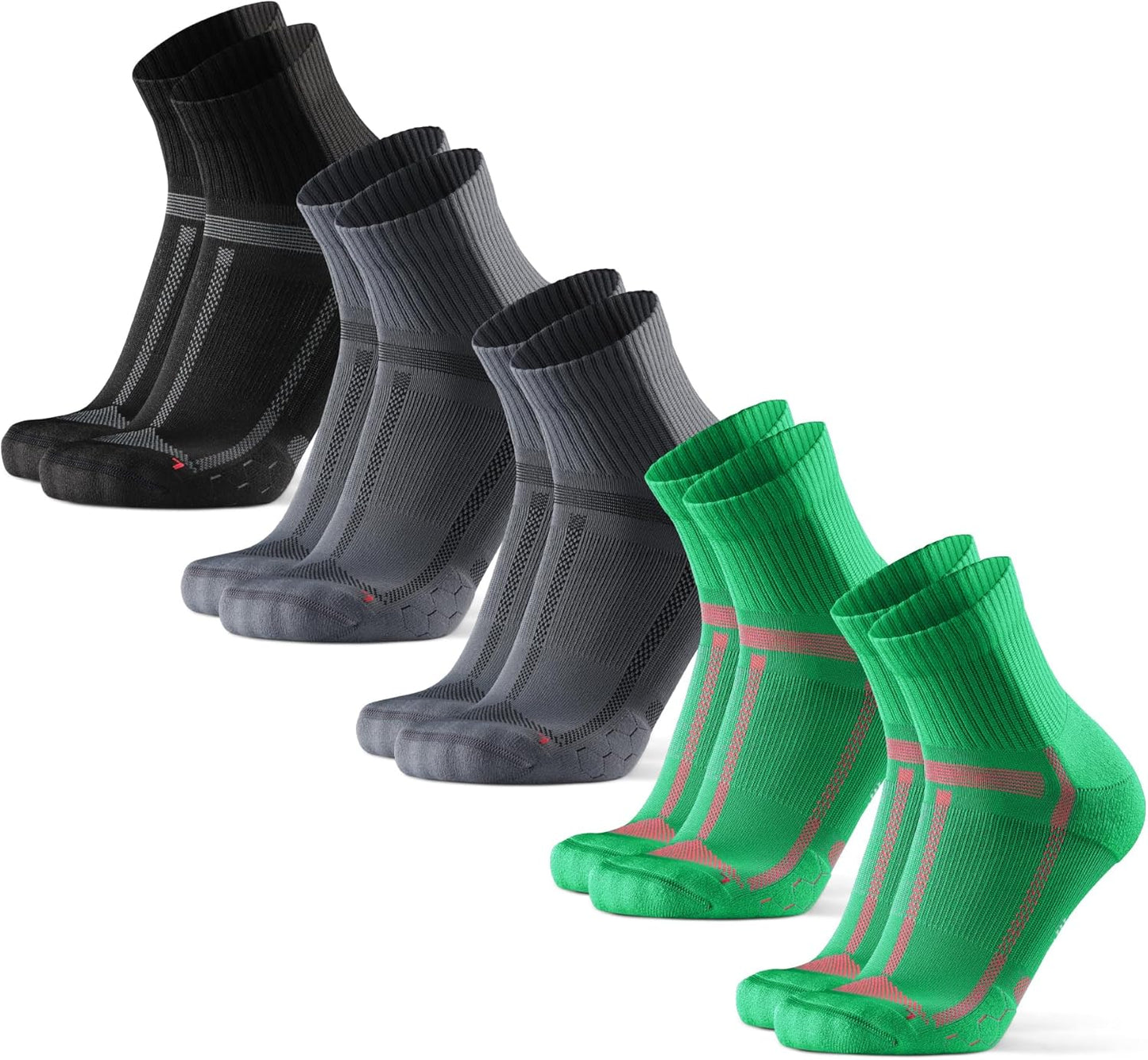 Cushioned Running Socks for Long Distances, Quarter Length, Anti-Blister for Men & Women, 3 and 5 Pack