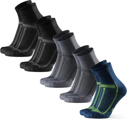 Cushioned Running Socks for Long Distances, Quarter Length, Anti-Blister for Men & Women, 3 and 5 Pack